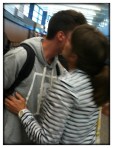 At the airport, a quick bisou with Melinda.