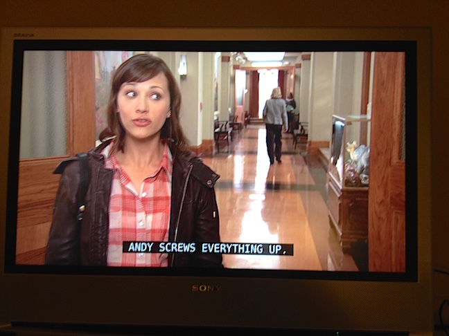 We have introduced Celeste to the beauty of American sit-coms, the favorite being Parks & Recreation. As you can tell, subtitles can be telling.