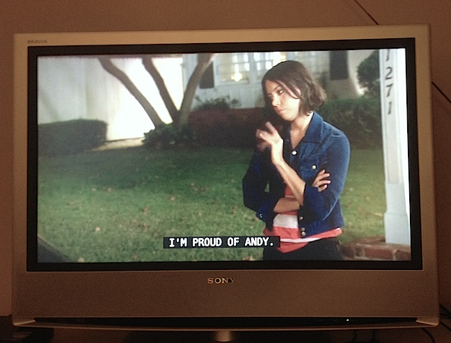 So Melinda, Celeste and I are continuing with our Parks & Recreation episode watching (as time allows). We have the subtitles on as it makes it easier for all of us to follow along. Sometimes, one of the subtitles is so profound I stop the show so I can take a picture. Mainly, this is for Ella's benefit.