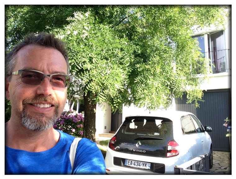 The front of our home for this week, along with the car Melinda rented for our trip to Normandy. 