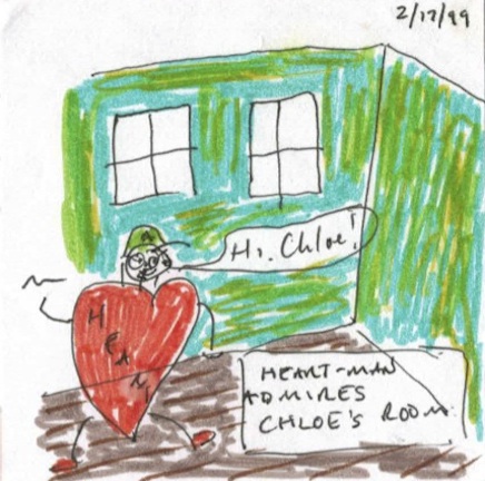 It could be that Melinda had just finished painting Chloe's room. It was a kind of mint green color back then.