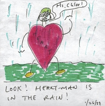 Ah, it must have been one of those dreary days in which I wasn't sure what to draw...