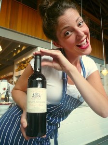 Our server delivering the bottle